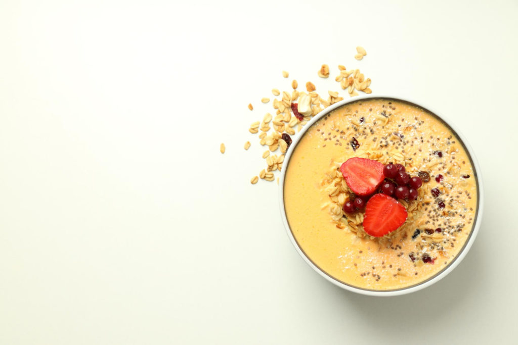 concept of delicious food with smoothie with different ingredients for what can i eat after a root canal