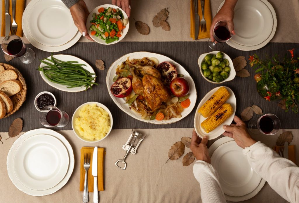 thanksgiving braces dinner assortment on the table