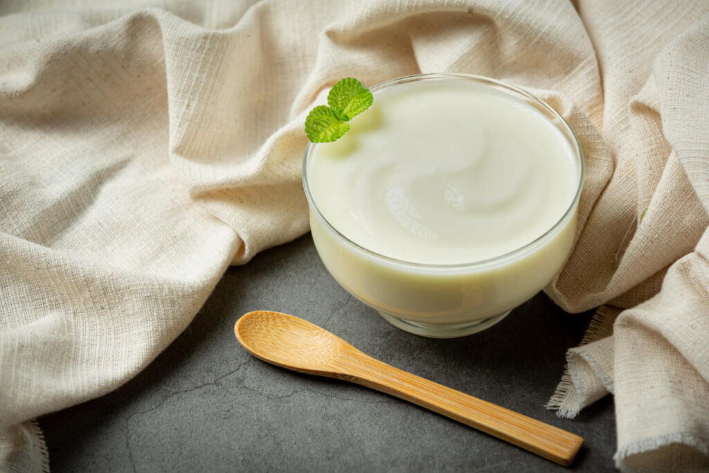 Yogurt made from avocado to show what can you eat after getting a crown