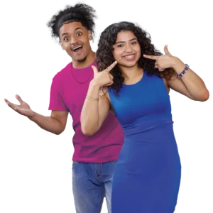hispanic couple smiling with braces to the camera