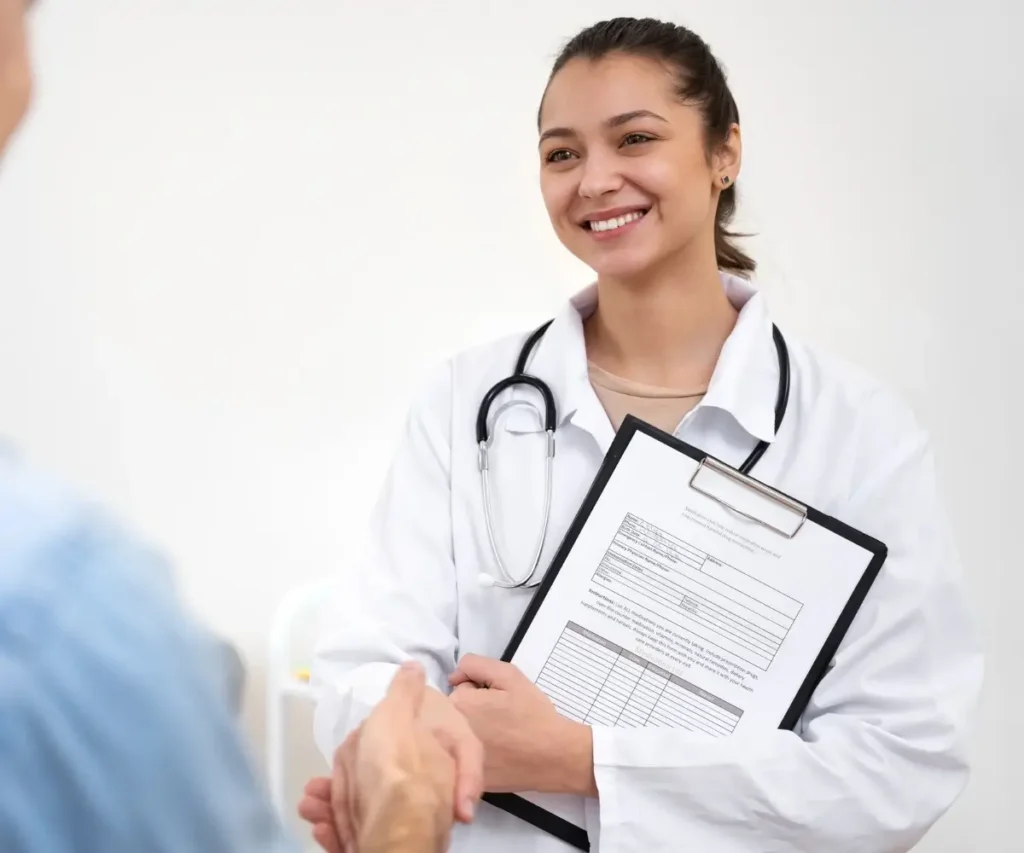Doctor performing routine medical checkup