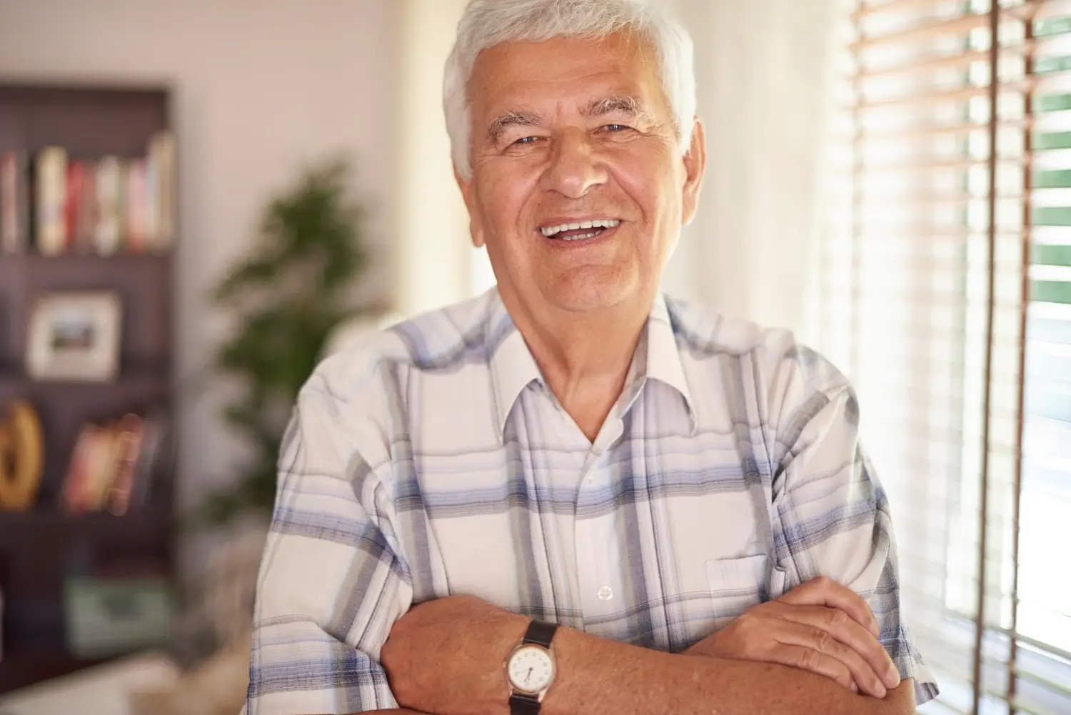 portrait of a vital elderly man in the living room